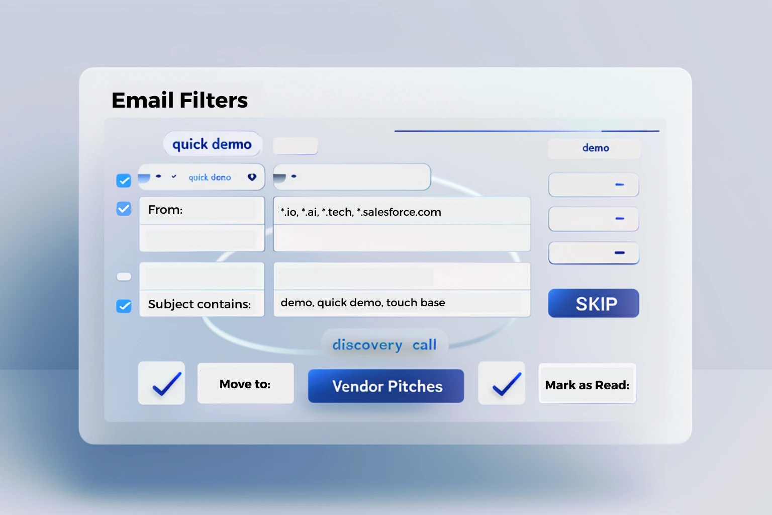 Easily add email filters to get a handle on vendor spam