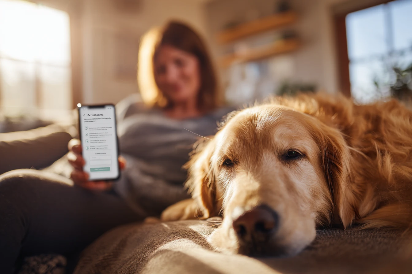 Pet owner receiving automated appointment reminder text message from veterinary clinic with one-tap confirmation option