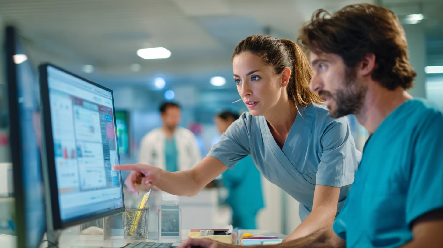 Veterinary hospital staff addressing an urgent practice management software issue while maintaining patient care workflow.