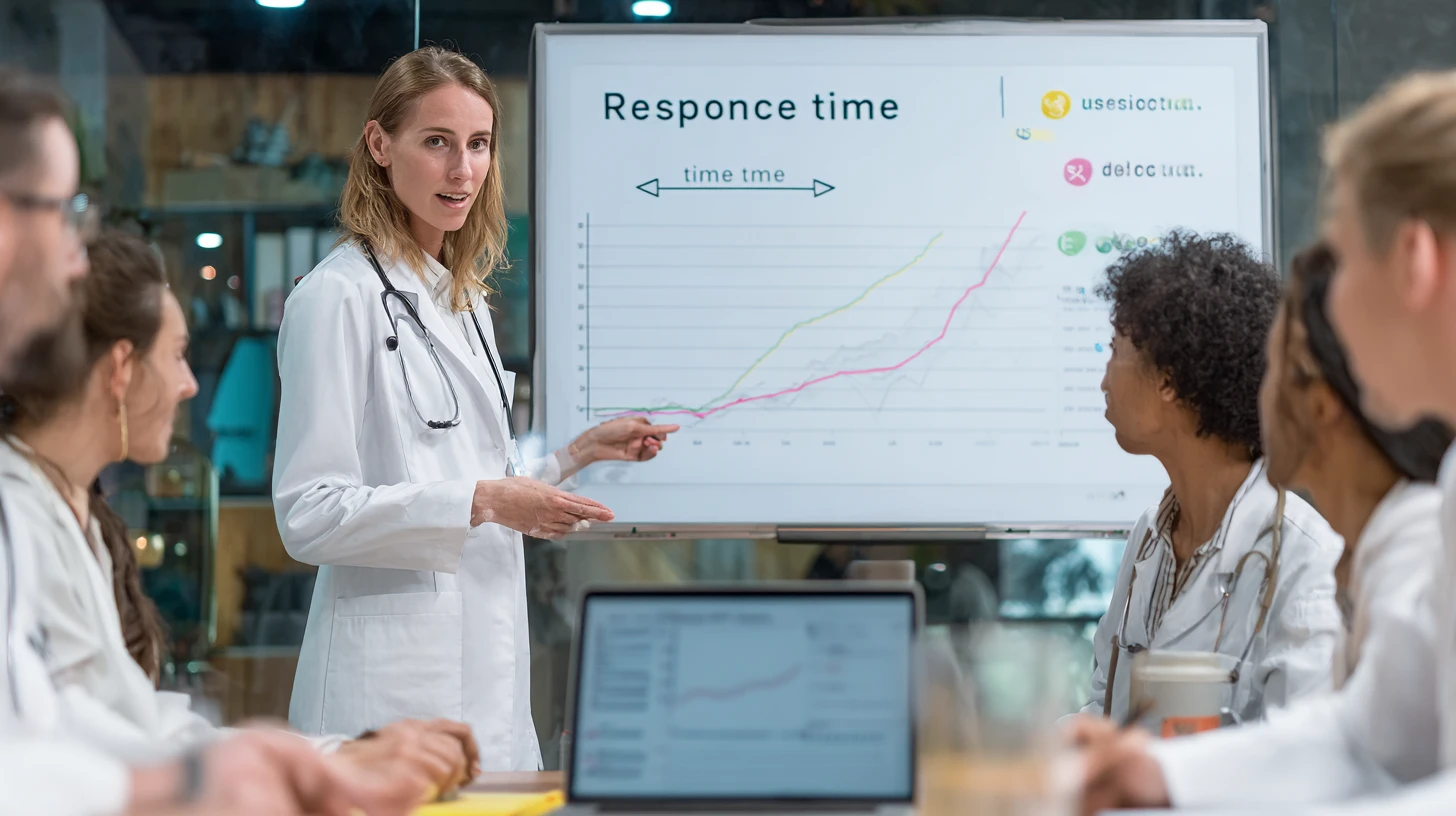 Whiteboard discussion on support response time SLA vs resolution time for veterinary software