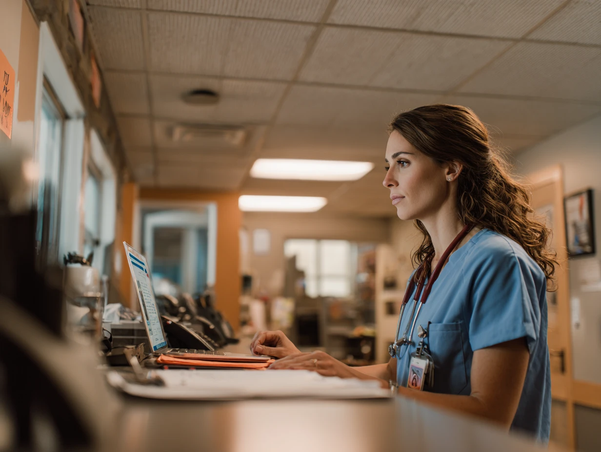 Staff rehearsing workflows in new veterinary practice management software during vet software migration