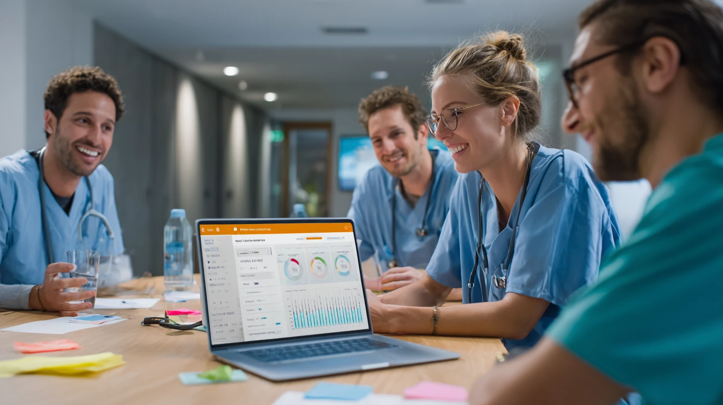 Team running a 30-day pilot for a veterinary AI scribe, tracking outcomes in an issue log and scorecard during real appointments.