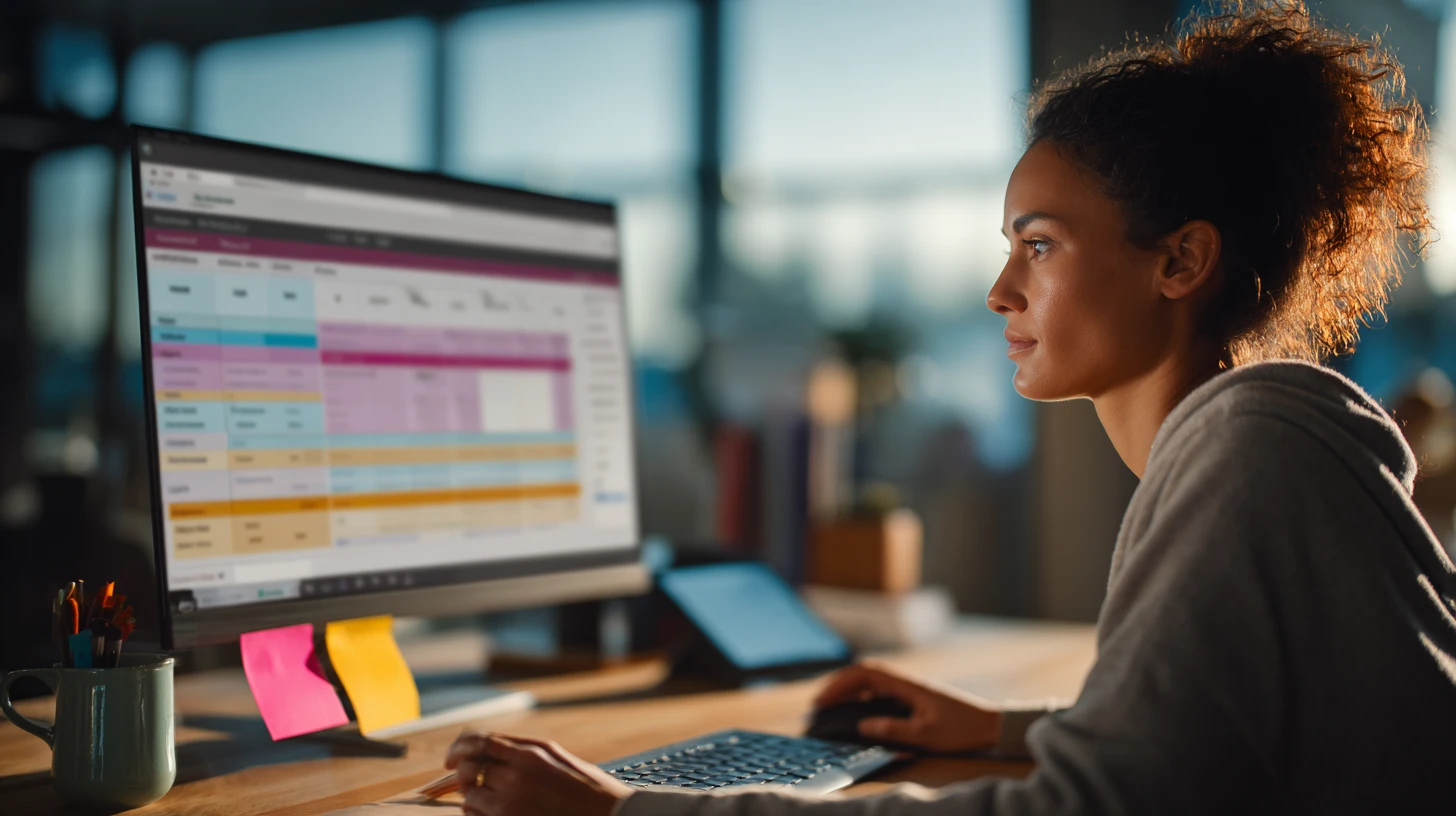 Veterinary manager configuring scheduling rules on a computer to keep online booking clinically safe