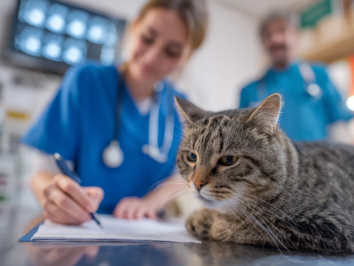 Veterinarian captures key medical notes on paper during downtime to later enter into veterinary software