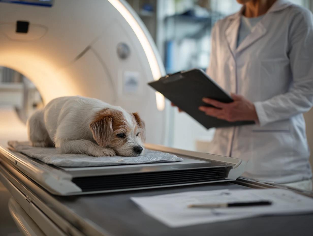 Imaging station during downtime with clear labeling to match results back to the right patient in veterinary software